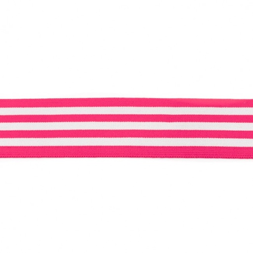 Gummiband Streifen 4 cm Pink/Weiß