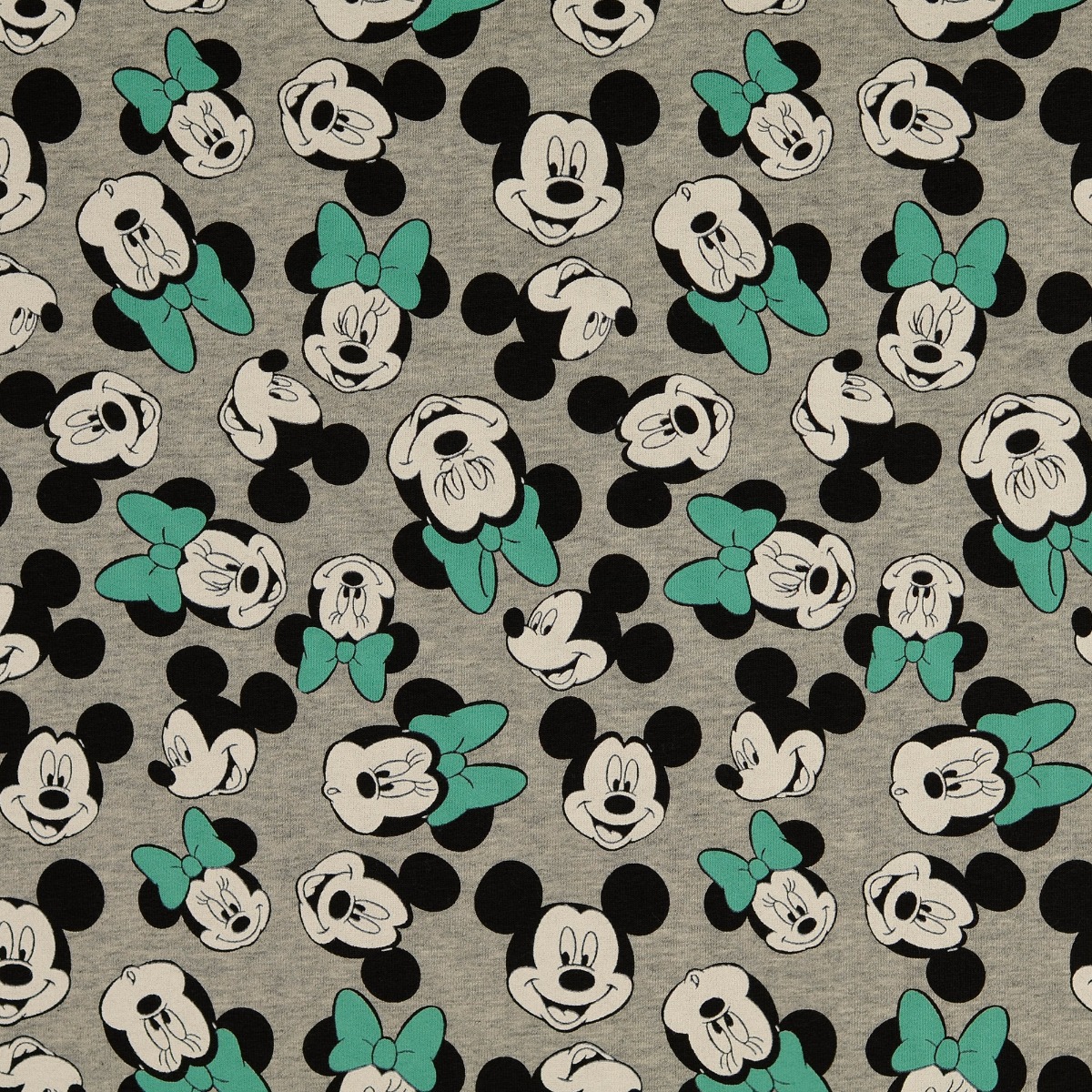 Ganzjahressweat Mickey und Minnie Mouse mit Dunkelmint Grau Meliert LIZENZ