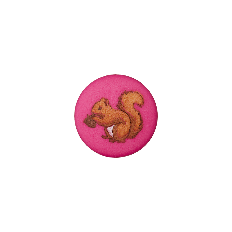 Union Knopf by Prym Kinderknopf rund mit Öse 15 mm Eichhörnchen Pink