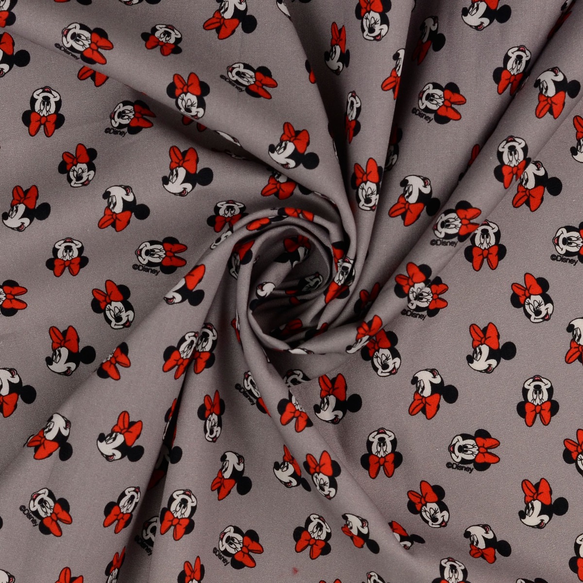 Baumwolle LIZENZ Minnie Mouse Gesichter auf Grau Digital