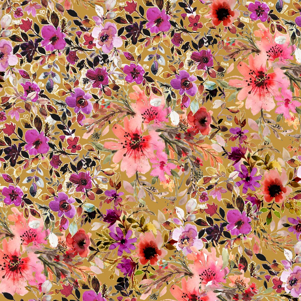 Ganzjahressweat Flower Art Senfgelb Digital 