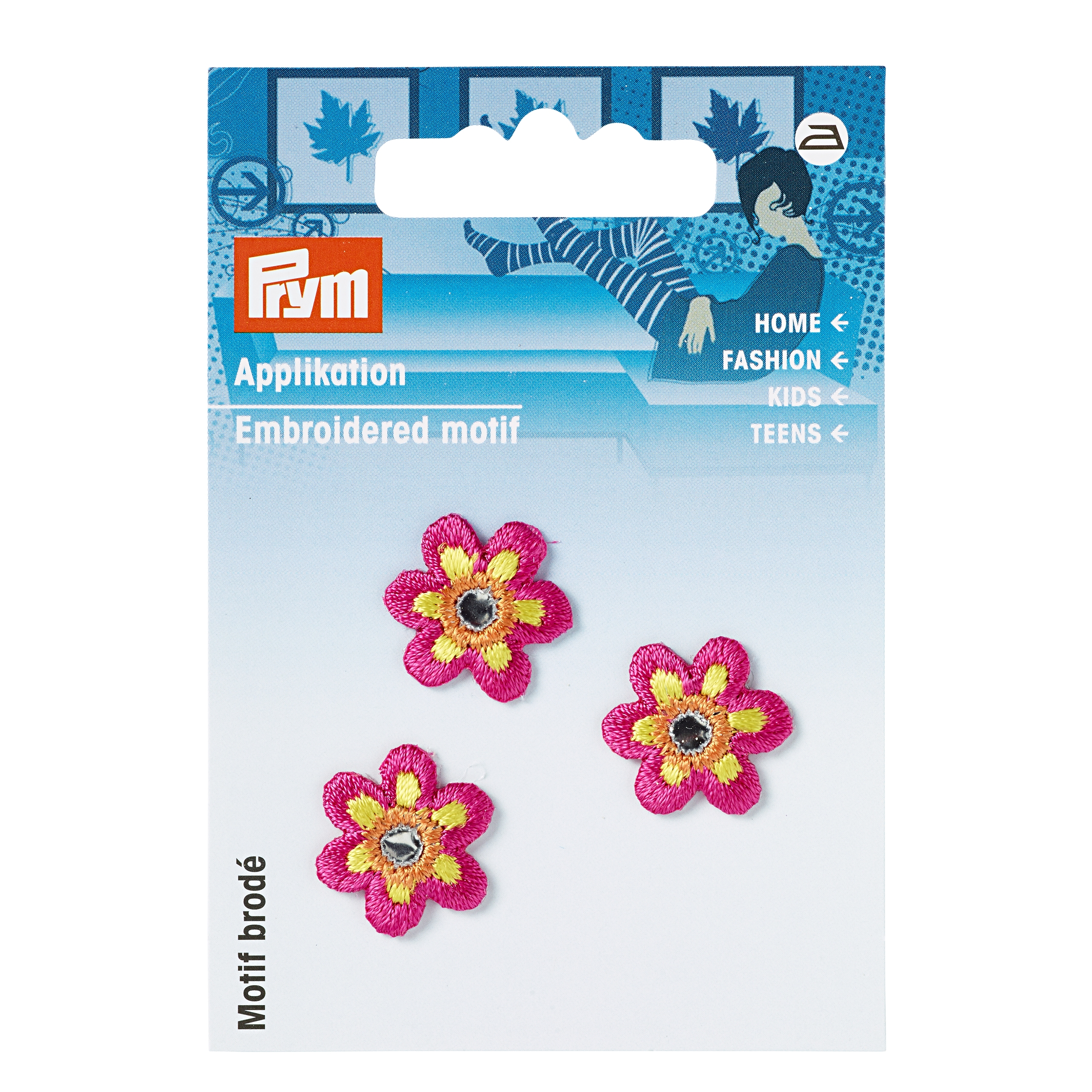 Prym Applikation "Blume mit Spiegel klein" Pink 