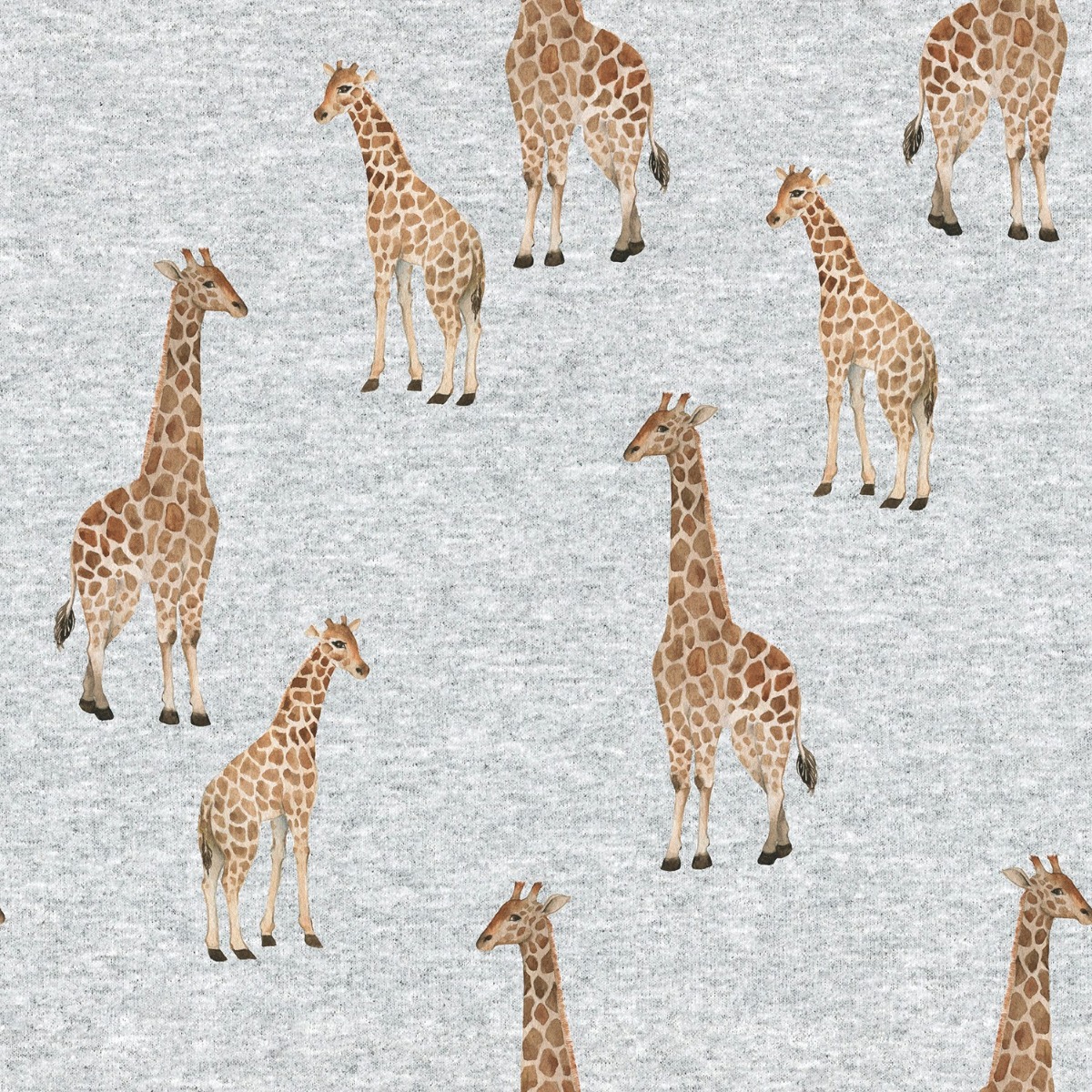 Wintersweat Giraffen auf Hellgrau Meliert Digital