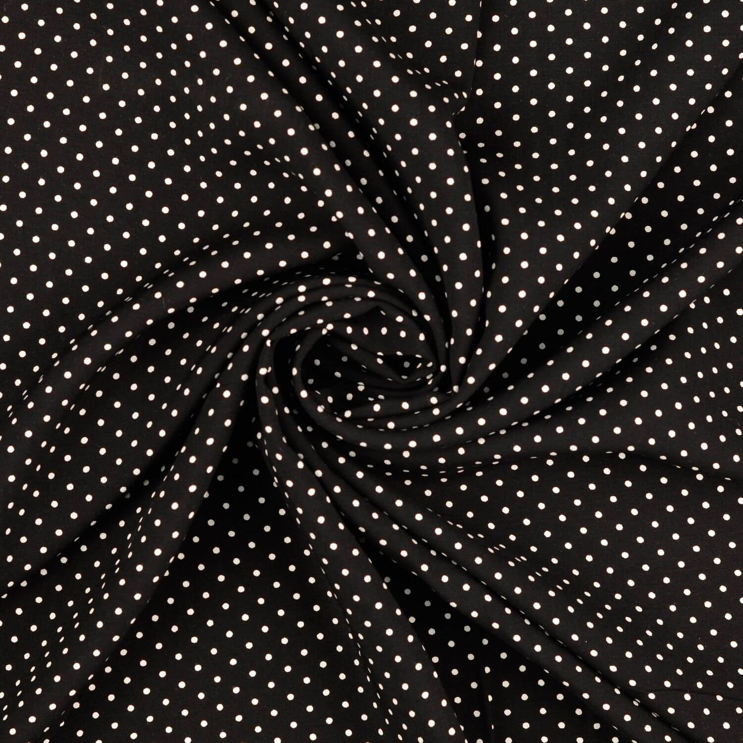 Viskose Popeline - Kleine Punkte Weiß auf Schwarz