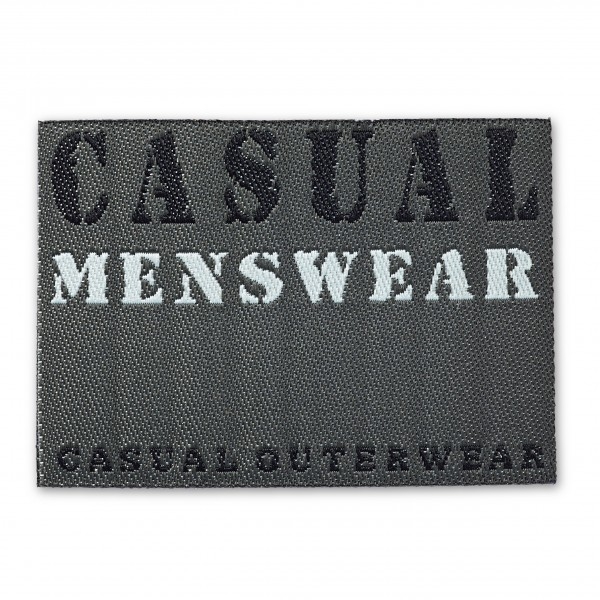 Prym Applikation Jeanslabel Rechteck "Casual Menswear" Grau