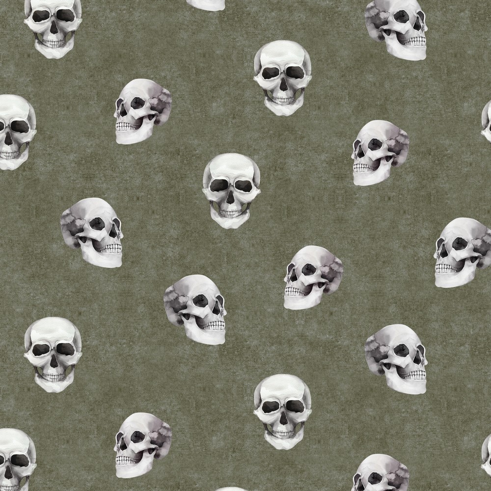 Jersey Jeansoptik Skulls auf Khaki Digital BIO