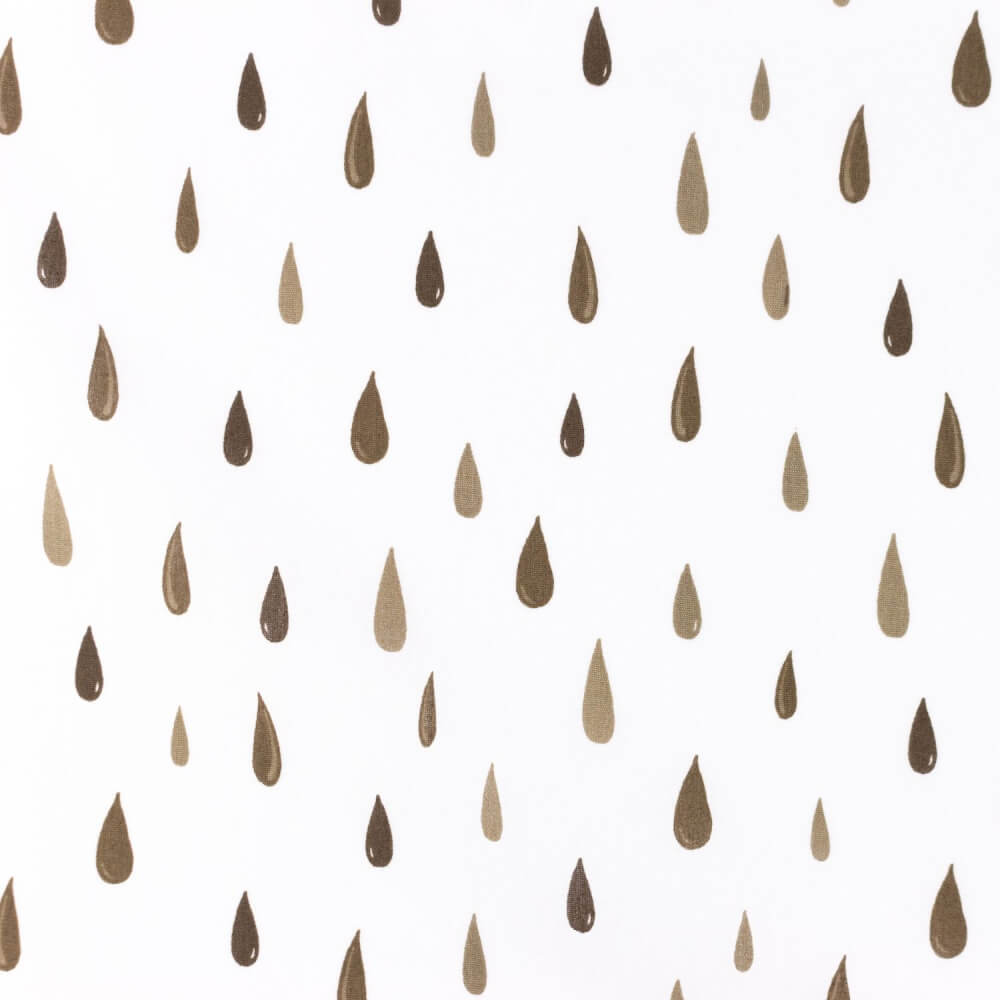Baumwoll-Popeline - Raindrops Taupe auf Weiß