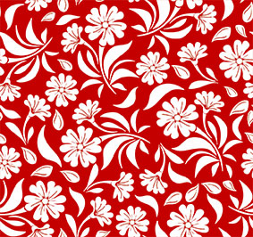 Baumwolle Spanische Blüten auf Rot