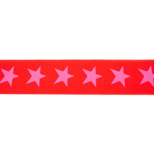 Gummiband Sterne XL 4cm Rot/Pink
