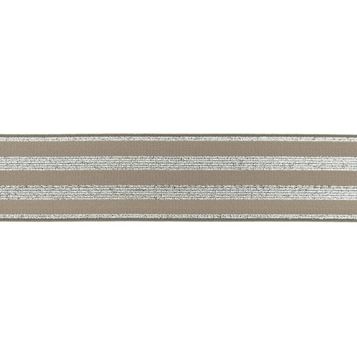 Gummiband Glitzer Streifen 4 cm Silber/Taupe