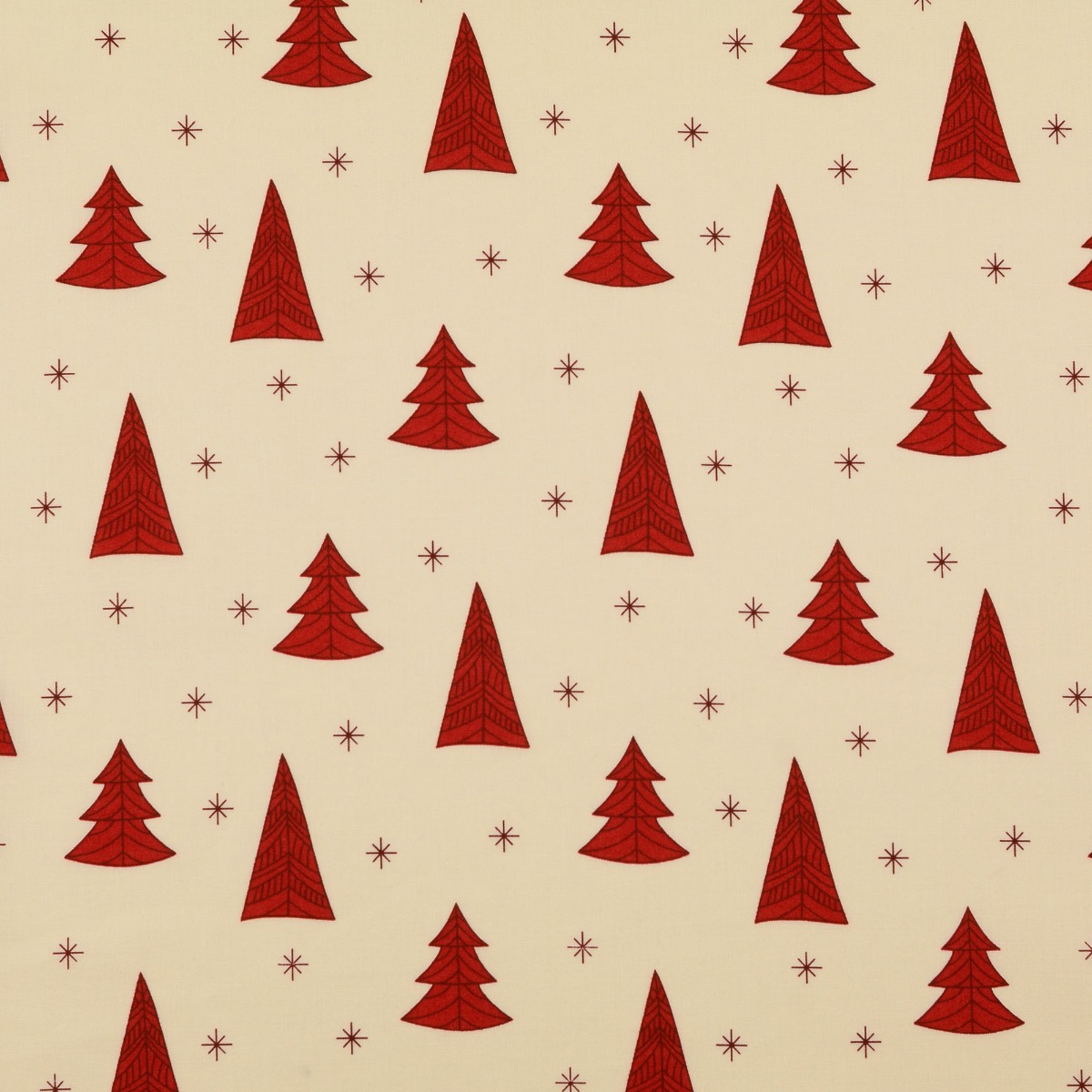 Baumwolle Christmas Trees & Stars auf Creme