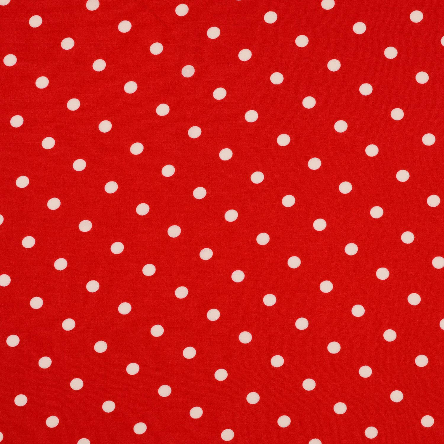 Viskose Popeline - Große Punkte Weiß auf Rot