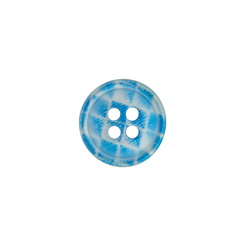 Union Knopf by Prym 4-Loch Multicolour Karo Blau 11 mm Weiß