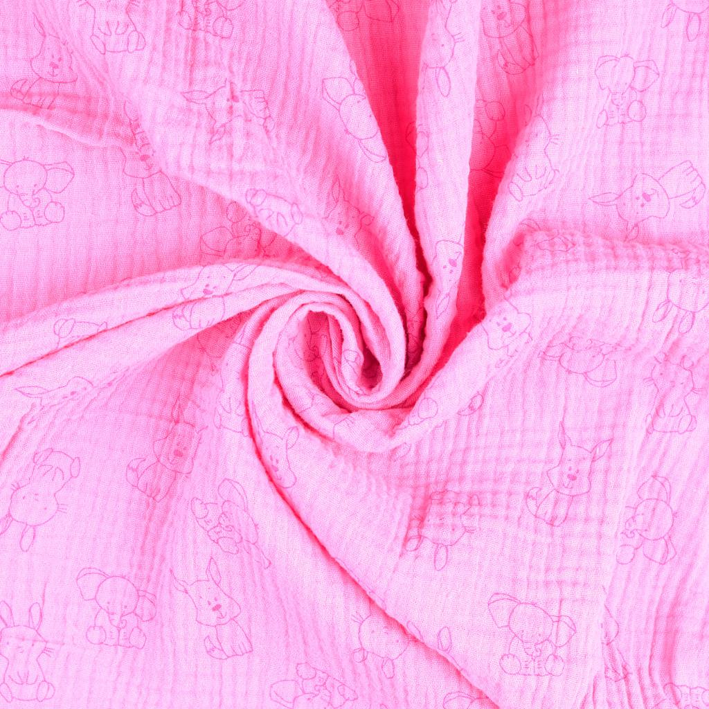 Baumwolle-Musselin-Double-Gauze-Tierkinder-Pink_1