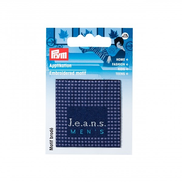 Prym Applikation Jeanslabel Quadrat "Jeans Mens" Blau