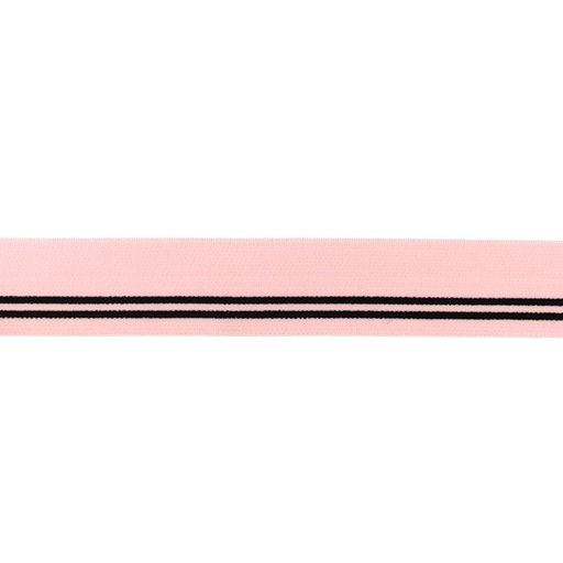 Gummiband Uni mit schwarzen Streifchen 3 cm auf Hellrosa