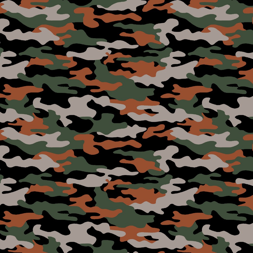 Baumwolle Camouflage Hellgrau/Blutorange