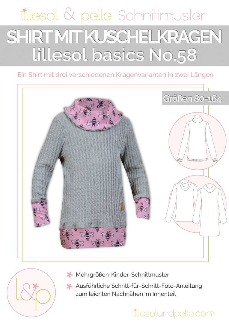 Lillesol & Pelle Papierschnittmuster Basic Shirt mit Kuschelkragen Gr. 80 - 164