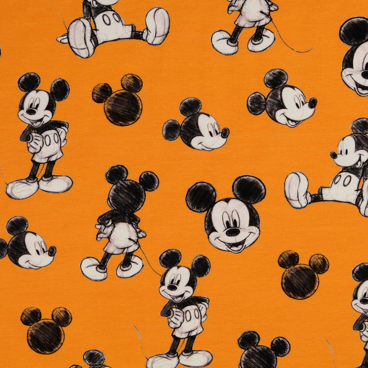 Jersey Mickey Mouse Skizzen auf Orange Lizenz Digital