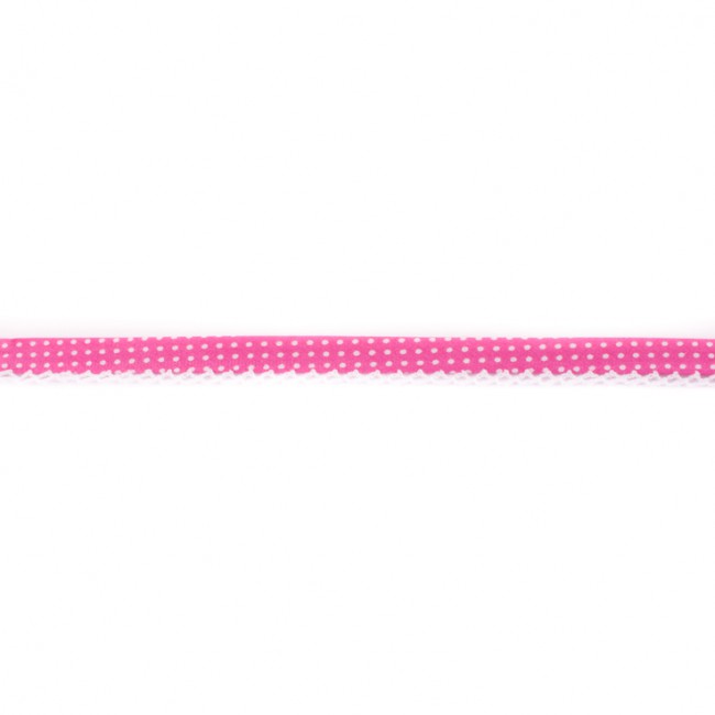 Schrägband mit Häkelborte Punkte Pink