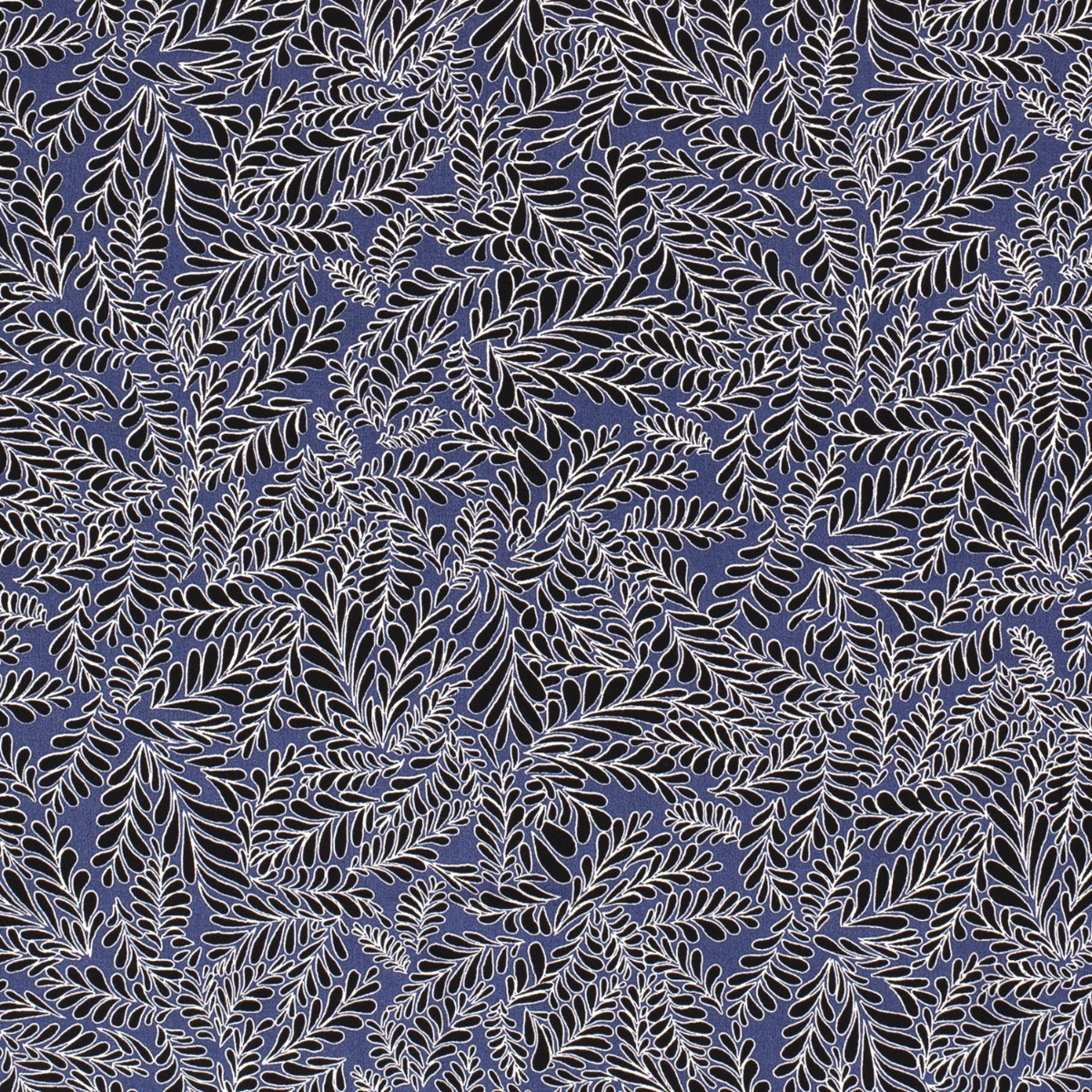Bekleidungsstoff Viskose Runde Blätter auf Rauchblau