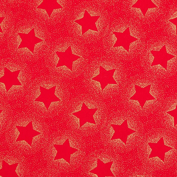 Baumwolle WEIHNACHTEN Foliendruck Goldstaub Sterne auf Rot