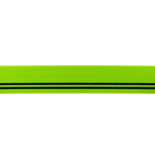 Gummiband Uni mit schwarzen Streifchen 3 cm auf Lime