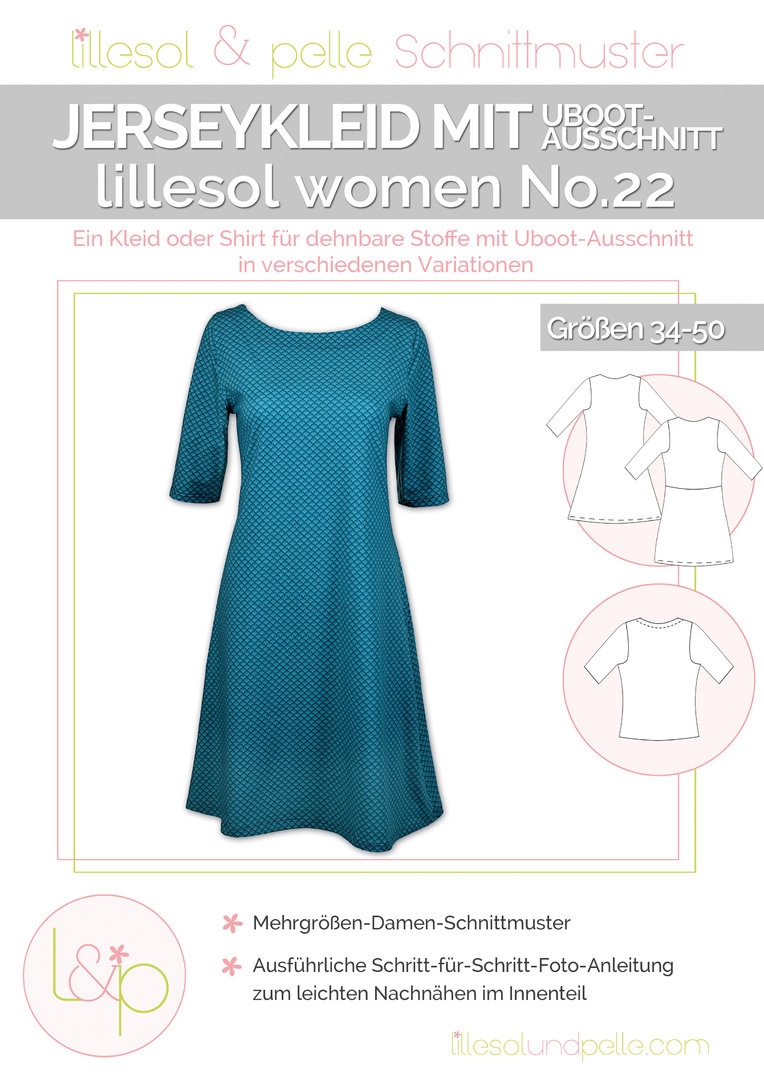 Lillesol & Pelle Papierschnittmuster Women Jerseykleid mit Uboot-Auschnitt Gr. 34 - 50