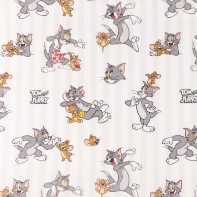 Baumwolle Tom & Jerry Dicke Freunde auf Weiß Lizenz Digital
