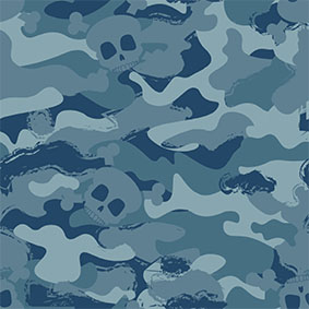 Baumwolle Camouflage Skulls Rauchblau