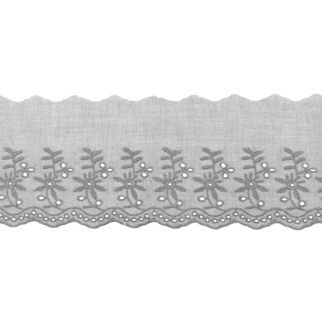 Wäschespitze Blümchen 9 cm Grau